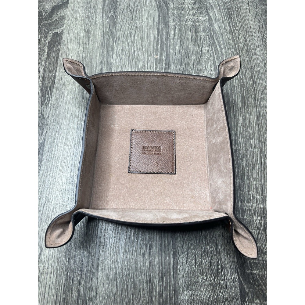 Hanks Belts Leather Goods Italian Leather Valet Tray Catch-all Keys Brown 7.5x7"